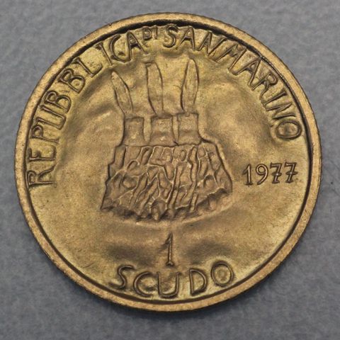 1 Scudo Goldmünze San Marino 1977 - Rauchende Türme / Democrazia