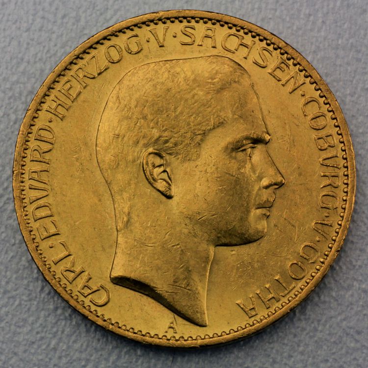220 Reichsmark Goldmünze Carl Eduard - Sachsen - Coburg und Gotha - Prägejahr 1905 Jäger Nr. 274