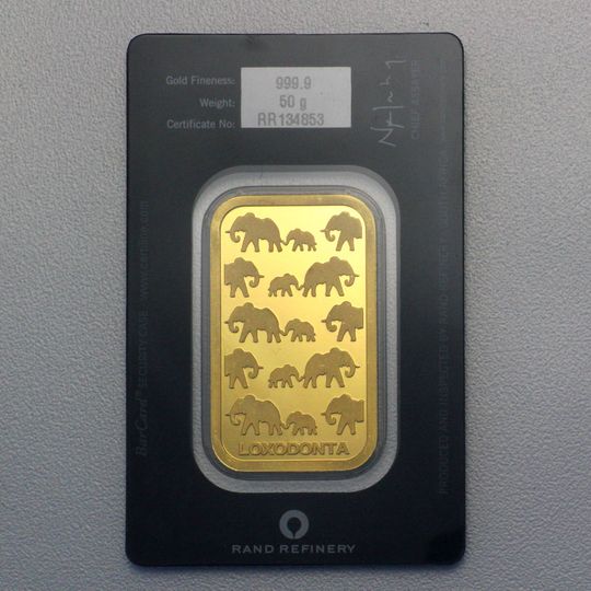 50g Elefanten-Goldbarren