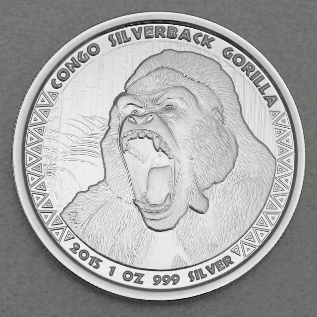 Silbermünze 1oz Congo Silverback Gorilla 2015