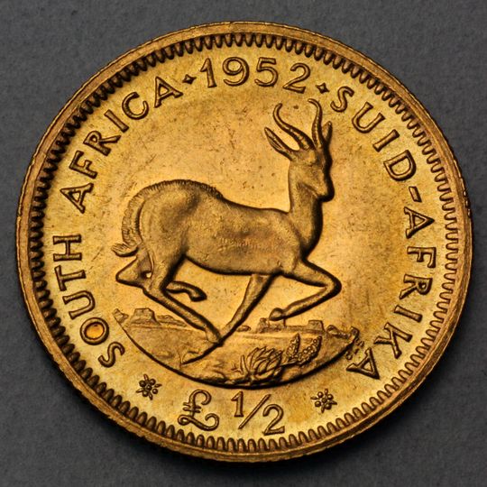 1/2 Südafrikanische Pfund Goldmünze Georg VI Zahlseite