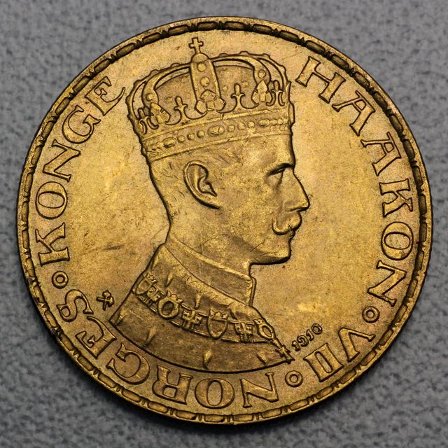 20 Kroner Norwegen 1910 Haakon VII Goldmünze