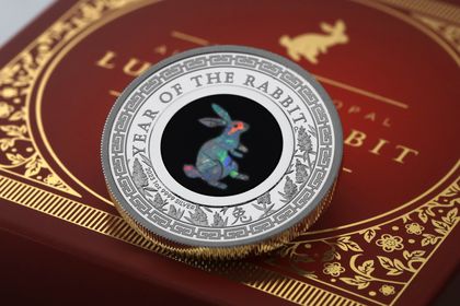 "Australian Opal Lunar"-Serie 2023, Silbermünze Hase in der Ausführung Polierte Platte
