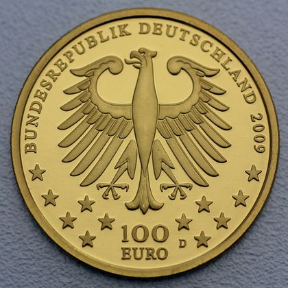 Kehrseite der 100 Euro Goldmünze "Trier" 2009
