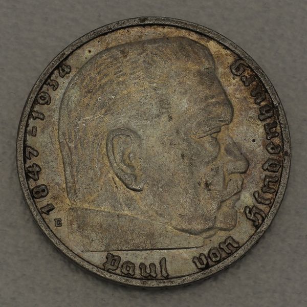 Silbermünze NS-Zeit 2 Reichsmark 1937, Hindenburg