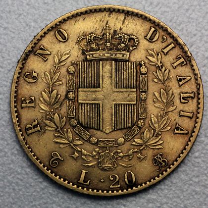 20 Lire Goldmünze Italien Vittorio Emanuele II