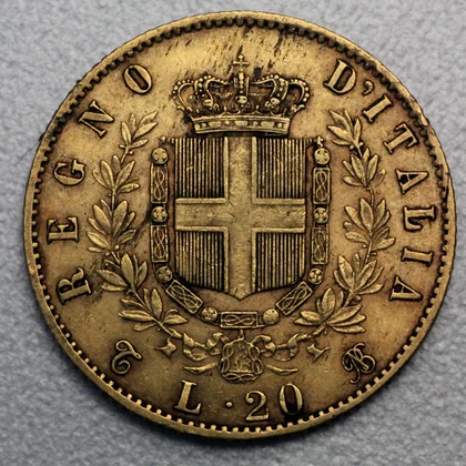 20 Lire Goldmünze Italien Vittorio Emanuele II