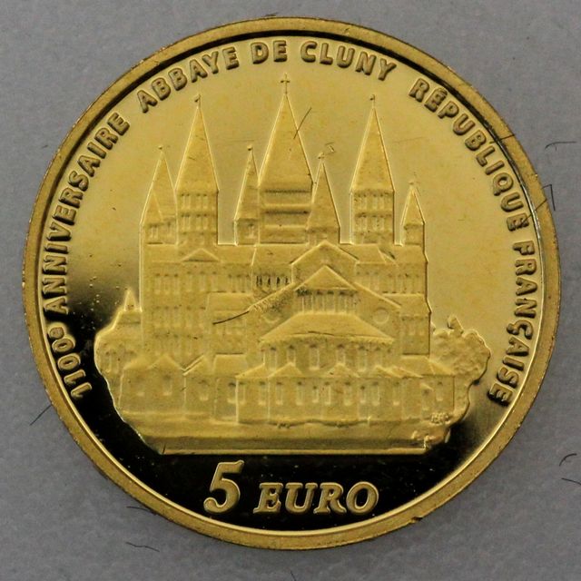 5 Euro Goldmünze Frankreich 2010 - 1100 Jahre Abtei Cluny