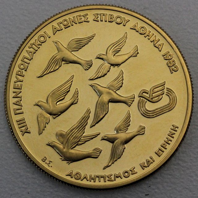 Goldmünze 5000 Drachmen Griechenland 1982 Friedenstauben