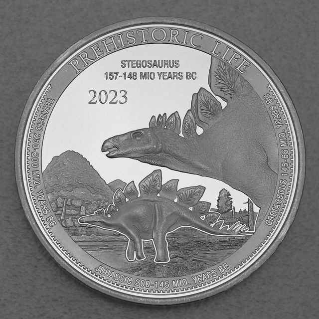 Silbermünze 1oz Congo Prehistoric Life - 2023 Stegosaurus