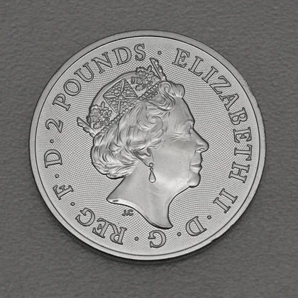 Silbermünze 1oz Myths and Legends Rückseite bis 2023 mit Queen Elizabeth II. 