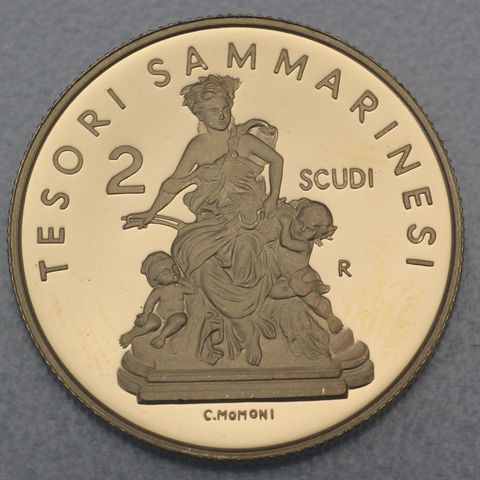 2 Scudi Goldmünze San Marino 2009 - Tesori Sammarines Ceres Bronze Statue