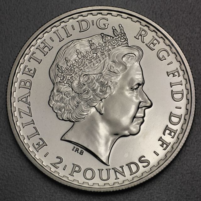 Kopfseite der Silber Britannia Münzen und Motivvariation 1999
