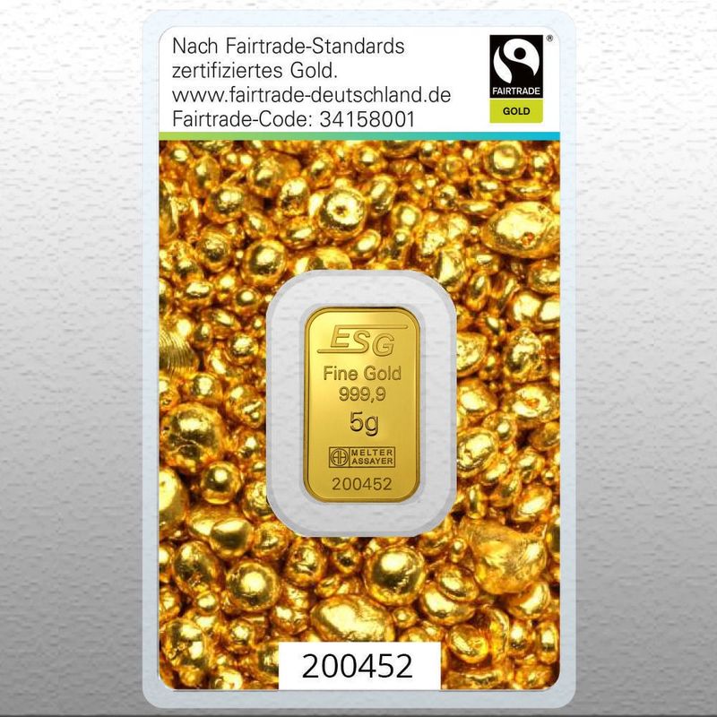 Goldbarren 5g "Fairtrade Gold" (999,9 Au), Blister