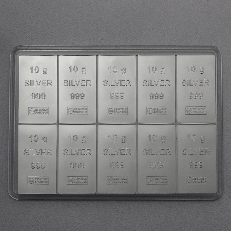10 x 10g CombiBar® Silbertafeln – 100g Tafelbarren aus Feinsilber