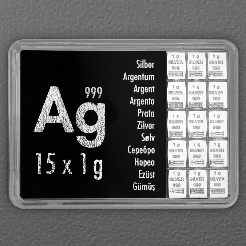 15 x 1g CombiBar® Silbertafeln – 15g Tafelbarren aus Feinsilber