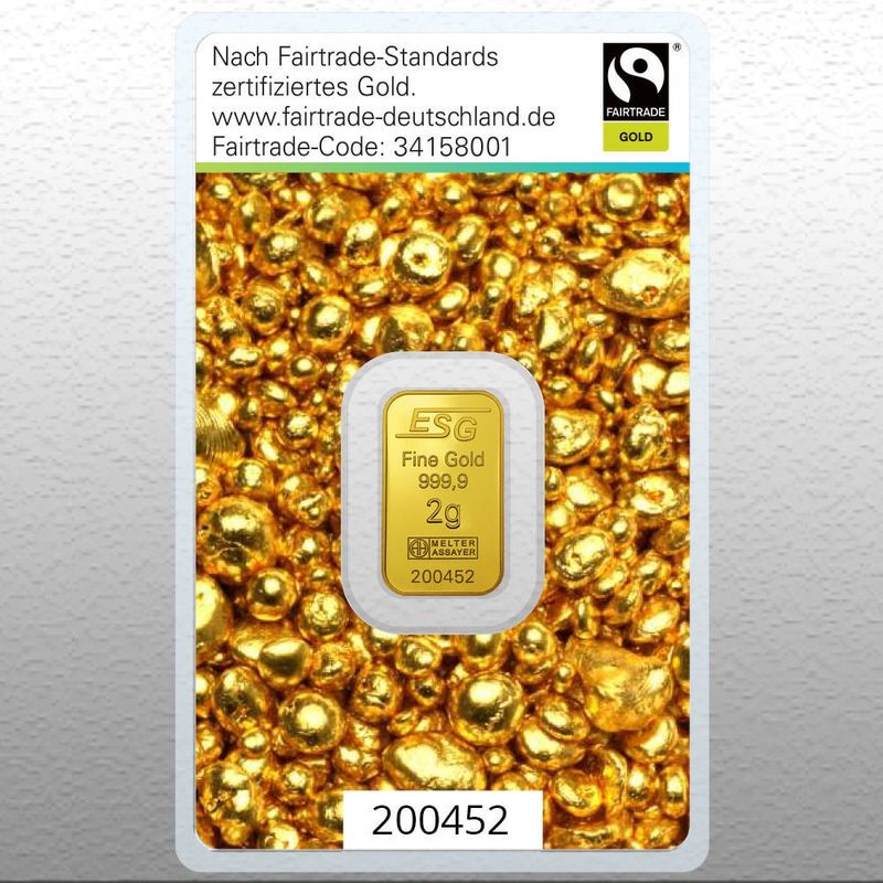 Goldbarren 2g "Fairtrade Gold" (999,9 Au), Blister
