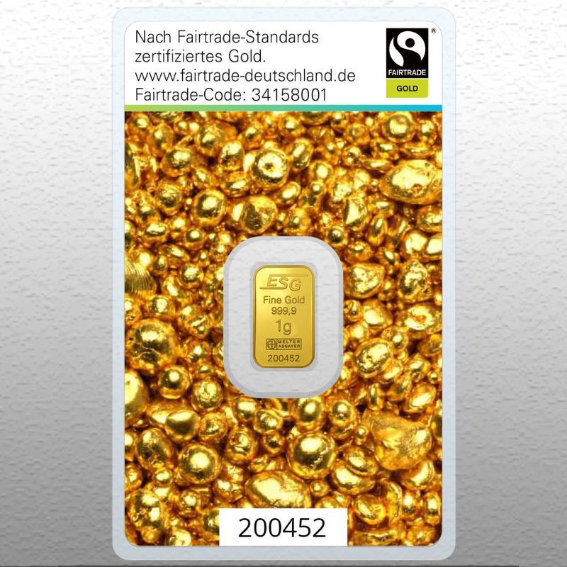 Goldbarren 1g "Fairtrade Gold" (999,9 Au), Blister